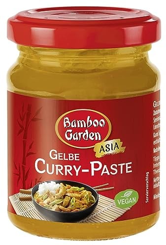 Bamboo Garden - Gelbe Currypaste , Aus natürlichen Zutaten , Optimal für thailändische Curry-Gerichte , 1 x 125 g