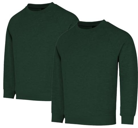 Fleece Sweatshirt Unisex Sweater Jumper Full Sleeve Kids Boys Girls Children Top Crew Neck Outdoor Activewear (UK, Age, 13 Years, 14 Years, Regular, Green)