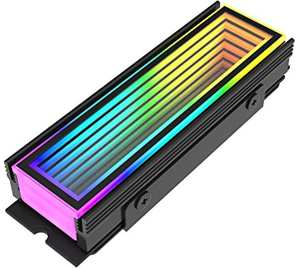Dohaeris M.2 2280 ARGB Hard Drive Heatsink Cooling M2.2280 SSD Cooler 5V 3Pin Addressable RGB Sync Multi Mainboard Efficient Heat Dissipation (Black)