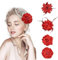 4 Pièces Pince à Cheveux Fleur, Pince Fleurs Cheveux pour Dames et Filles, Corsage Broche élégant Barrette Cheveux Mariage Pince Fleur pour Fêtes, Mariages, Dîners - Rouge