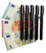 Fortoo lot de 5- Stylo faux billets euros-stylo billet banque faux-stylos billets-Détection faux billets de banque-Marqueur de contrôle de monnaie