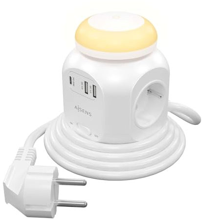 Aisens Regleta Cubo 4 Tomas USBC PD 2xUSB-A QC Luz