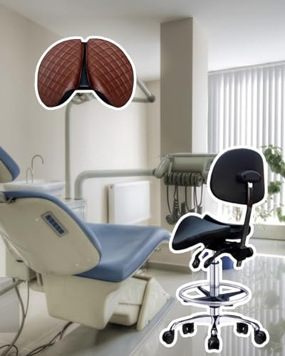 Sattelhocker Zahnärztliche Büro Geteilte Sitzstil Sattel Rolling Stuhl, Schwenkbarer Ergonomischer Stuhl mit Zwei Einstellbaren Optionen, Küchentheke/ Krankenhaushaltung Sitz ( Size : 48-63cm (18.9 -