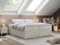 MKS MEBLE Boxspringbett 180x200 ohne Kopfteil mit Bettkasten, Bett 180x200 niedriges Kopfteil, Polsterbett 180x200 ohne Kopfteil - Bess - Beige Velvet - H4