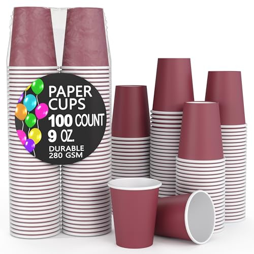 Party Solids Bordeaux gobelets jetables lot de 1 9 oz (266 ml) en papier