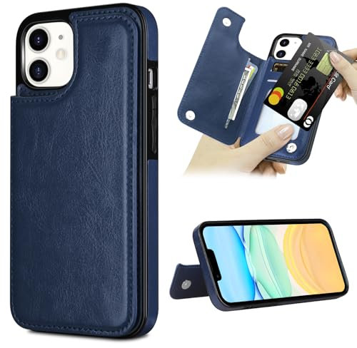 Vofolen for iPhone 11 Case with Card Holder 6.1 Inch PU Leather iPhone 11 Wallet Case Ultra Slim Flip Cases Protective Shockproof Magnetic Closure Cover for iPhone 11 Phone Case,Blue