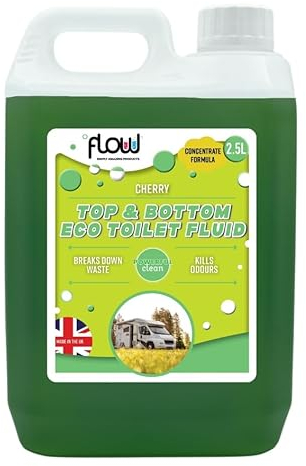 Flow Top + Bottom Chemical Toilet Cleaner & Rinse Fluid | Caravan Motorhome Portable Toilet | Eco-Friendly Formaldehyde Free (2.5 Litre)