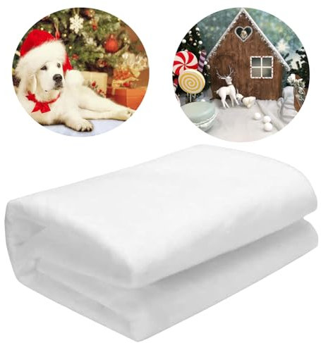 KPYZLBD Kunstschnee Deko 80cm X 300cm, Schneedecke Watte, Schneewatte Matte Deko,Gefälschte Weiße Flauschige,Künstliche Schneematte,Für Weihnachten Dorf Hintergrund Dekorationen