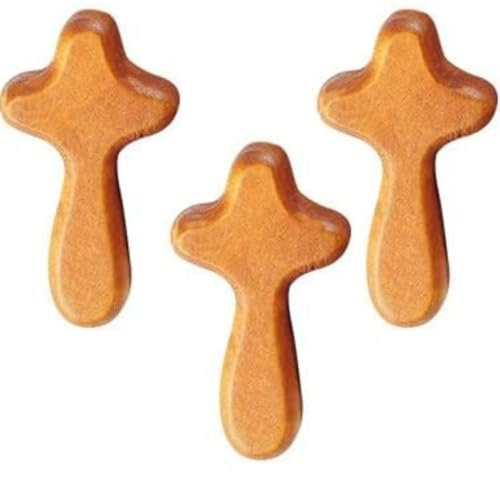 BOBOZHONG Cruz de Madera,3 piezas Cruz de oración de madera Cruz de madera tallada cruz de madera pequeña,regalo de madera para aliviar el estrés,pulgar sosteniendo cruz