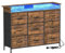 VEDECASA Kommode mit 9 Schubladen und LED-Beleuchtung,2 USB-Ports & 2 AC-Steckdosen,Sideboard mit Holzplatte und Stoffschubladen,Metallrahmen für Schlafzimmer (Braun, 9 Schubladen)