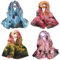 Firtink 4 Stück Damen Chiffon Schal, Weiche Blumen Schal Tücher Stola Tuch, 150x50 CM Seidiges Kopftuch Halstücher, Elegante Leicht Seidenschal Schals für Frauen(Hellblau, Hellviolett,Grün,Rot)