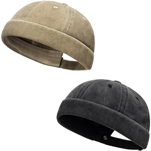 Initlove Gorro Docker para Hombre Gorro de Marinero Vintage sin Ala Gorro Beanie, Talla única