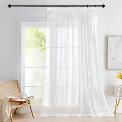 Deconovo Tende per Interni in Voile con Fettuccia, 1 Pannello, 200x260 cm | Voile Morbido, Filtrano la Luce Naturale, Leggere ed Eleganti, per Soggiorno, Camera da Letto e Sala da Pranzo, Bianco