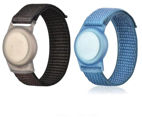 2 Stück Nylon Armband Kinder, Weiche Silikon-Uhrenarmbänder, GPS-Tracker-Uhrenarmband, Anti-Kratz-Schutz für die Positionierung Compatible GPS-Tracking-Armbands (Schwarz+Blau)