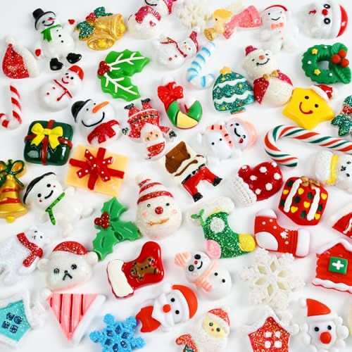 30 Stück Miniatur Ornamente Weihnachten Mini Weihnachtsfiguren Kunstharz Klein Weihnachten Deko für Adventskalender, Basteln DIY, Handyhülle, Haarschmuck