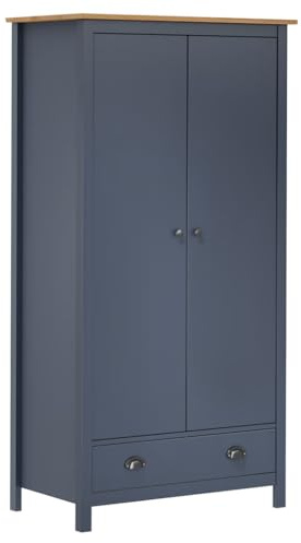 Refined Armario de 2 Puertas Hill Madera Maciza Pino Gris 89x50x170cm