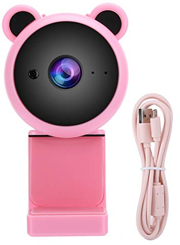 AstraLoom 1080P HD USB Webcam with BuiltIn Microphone for Video Recording Live Streaming Online Teaching White Pink Plug Play (Pink)