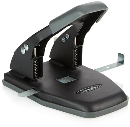 Swingline 2 Hole Punch, 28 Sheet Capacity Hole Puncher, Paper Punch, Low Effort Comfort Handle, Alignment Guide, Black (74050)