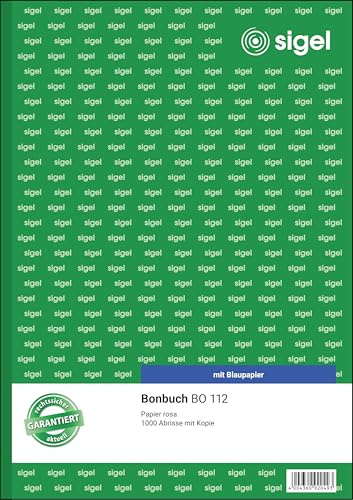 SIGEL BO112 Bonbuch Bonblock, 1000 Abrisse rosa, DIN A4, 2x50 Blatt