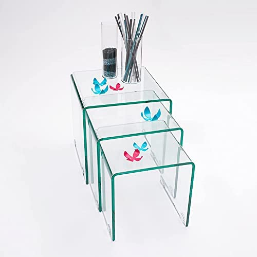 Homely – Juego de Tres mesitas auxiliares de Cristal Curvado Tipo Nido Murano 3
