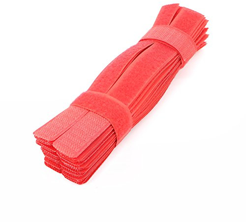 Pasow 50 Stück Kabelbinder wiederverwendbare Befestigung Draht Organizer Kordel Seil Halter 17,8 cm (Rot)
