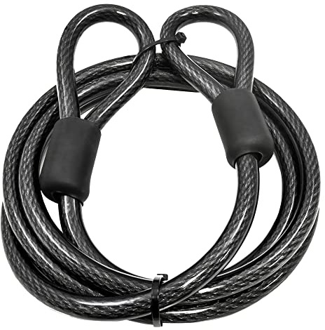 Lumintrail 12mm (1/2 inch) Heavy-Duty Security Cable, Vinyl Coated Braided Steel with Sealed Looped Ends (4', 7', 10', 15' or 30') (7-FT)