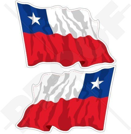 CHILE Chilenische wehende Flagge Südamerika 120mm Auto & Motorrad Aufkleber, x2 Vinyl Stickers