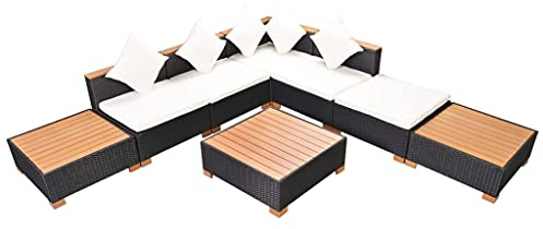 vidaXL Gartensofa 8-TLG. Poly Rattan Schwarz Sitzgruppe Lounge Gartenset Sofa