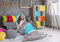 Chic Home Hayes Schlafsack mit Katzenohren-Kapuze, zweifarbiges Design mit geometrischem Muster, innen für Kinder, Teenager und Junge Erwachsene, mit Reißverschluss, Doppelbett, XL, grau/aquamarin