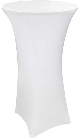 Stehtischhusse Stretch Stehtisch Bistrotisch Husse Überwurf 80x120 cm bis Ø 80 cm weiß