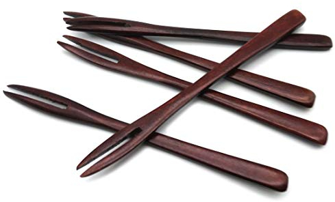 Wooden Forks for Eating Desserts, Chips, Snacks, Cereal, Salad, Fruit, Eco-Friendly Japanese Wood Salad Dinner Fork Tableware Dinnerware for Kids Adult 5 Pieces