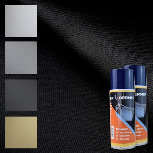 TENDAGGIMANIA Ciel de Toit Voiture Nid d'abeille Kit Tissu + Colle Spray, Ciel Toit Auto Couleur Noir 1440 -Taille 3 MT X 1,5 MT + 2 Colle