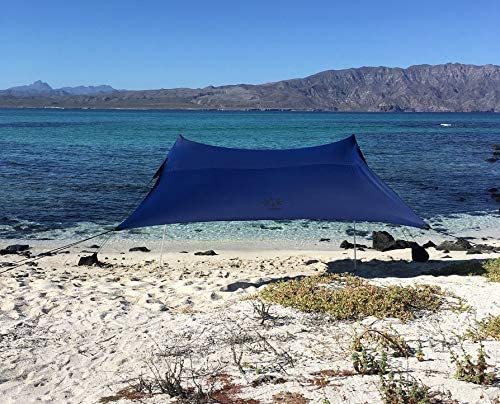 Neso Strandzelt mit Sandanker, tragbares Sonnendach - 2,1m x 2,1m – Patentierte mit verstärkten Ecken zur Stabilisierung (Marine)