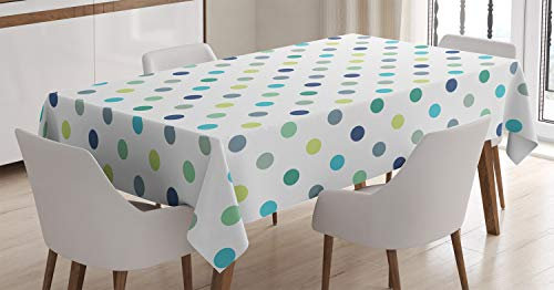 ABAKUHAUS Jahrgang Tischdecke, Tupfen Mode, Für den Inn und Outdoor Bereich geeignet Waschbar Druck Klar Kein Verblassen, 140 x 240 cm, Apfelgrün Jadegrün Dunkelblau