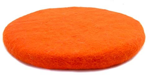feelz Sitzkissen rund Filz Verschiedene rot-, gelb- und orangetöne 100% Wolle 35 cm Höhe 2-3 cm Handarbeit (orange dunkel)