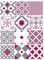 | Carrelage Mural Autocollant | Planche de 12 Stickers Autocollants Adhesifs Carrelage - Carreaux de Ciment - Pink - Dimensions d'un Sticker : 20 x 20 cm - Cuisine Salle de Bains Meubles ...