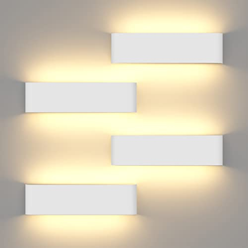 Wandleuchte Innen Außen, 12W Warmweiß 2700K Outdoor LED Treppenhaus Wandleuchten, IP65 Wasserdicht Up and Down Leuchten Aussen Wandbeleuchtung, Außenlampe Anthrazit für Veranda Wohnzimmer 4PCS
