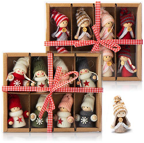 com-four® 12x Premium Weihnachtsbaum-Anhänger Engel - Christbaumschmuck - Feen-Figuren als Geschenkanhänger - schwedisch-skandinavische Deko-Trolle, Engel, Feen - Christbaum-Figuren
