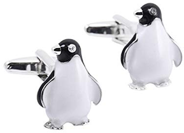 Manschettenknöpfe Pinguin Schwarz / Weiß / Silber