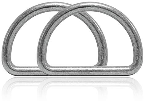 Ganzoo D - Ring aus Stahl, 2er Set, Materialstärke 4mm, DIY Hunde-Halsband, nichtrostend, Ideal mit Paracord 550, Farbe Silber