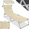 Tectake® Chaise Longue Pliante Bain de Soleil avec Pare Soleil & Appuie-tête - Inclinable Transat de Plage Relax pour Jardin, Camping, Salon Extérieur - Beige