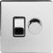 Soho Lighting Polished Chrome dimmer and Rocker Switch Combo Blk Ins Screwless (2 Way Switch & Trailing Dimmer)