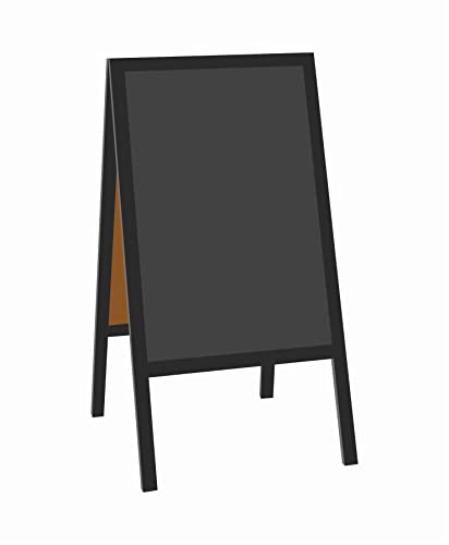 Kundenstopper 118 x 61 cm wetterfest lackiert - Holztafel mit ABS Kreidetafel mit Kreidemarker Schwarz