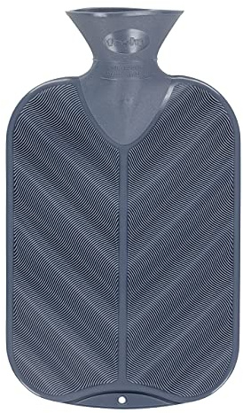 Fashy Hot Water Bottle Single Ribbed with 3D Wave Steel Blue