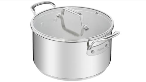 Tefal Pierre Gagnaire Faitout 24 cm, Excellente diffusion de la chaleur, Poignée rivetée, Robuste, Design élégant, Couvercle verre, Tous feux dont induction, Fabriqué en France H8224602