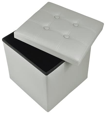 VIRSUS 1 Pouf Cubo Poggiapiedi con seduta imbottita, dimensioni 40x40x40 contenitore con capienza 40 Litri, Sgabello arredo casa in similpelle Vari colori (Grigio)