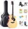 Rosen Solid Top Gitarre Dreadnought Akustikgitarre 41 Zoll Fichtengitarre Einsteiger westerngitarre Bundle mit Buch, gepolsterter Tasche, Saiten, Plektren, Stimmgerät, Gurt, Poliertuch, natur