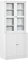 HOMCOM Modern Bookcase with Glass Doors, Display Storage Cabinet with Adjustable Shelves for Living Room, Study, Home Office, Kitchen Cupboard with Small Open Counter, White