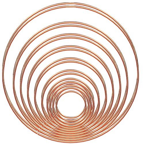 20Stück Ringe für Traumfänger Metallringe Drahtring Metall Hoops zum Basteln Metall Ringe Hoops Gold 20/18/16/14/12/10/8/6/4/3.5cm Traumfänger Basteln Bastelset Mobile Ring DIY Handwerk