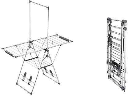 HJXX Séchoir à Linge Pliable Pliage de séchage de Plancher Pliant en Acier Inoxydable Balcon de Maison intérieure Étendoir Linge/Séchoirs à Linge